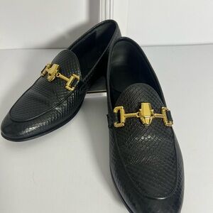 Cavalli Class Black Loafers with Gold Detailing
